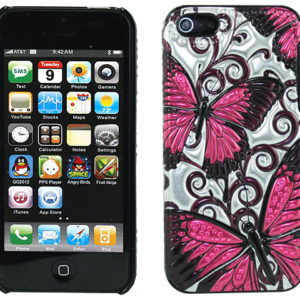 Apple iPhone 5 / 5S 3D Pinkit Perhoset Suojakuori