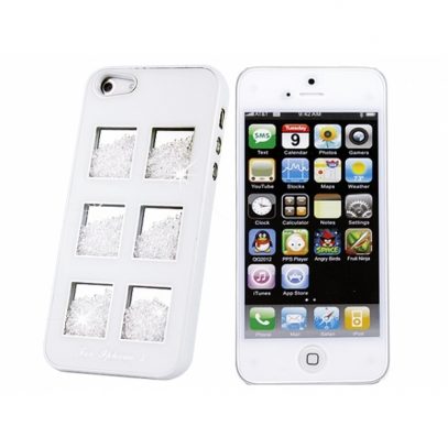 Apple iPhone 5 Valkoinen Korukuori Valkoisilla Kivillä
