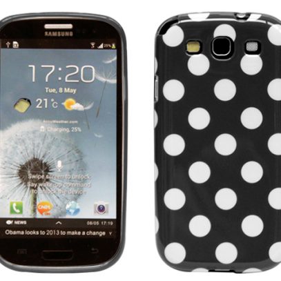 Samsung Galaxy S3 Musta Kuori Valkoisilla Pisteillä