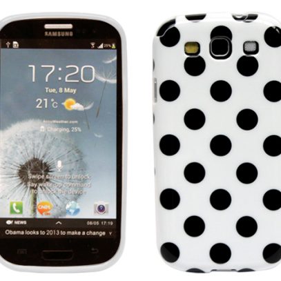 Samsung Galaxy S3 Valkoinen Kuori Mustilla Pisteillä
