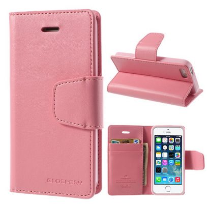 Apple iPhone 5 / 5S Vaaleanpunainen Goospery Lompakkokotelo