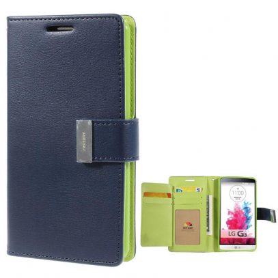 LG G3 Sininen Rich Diary Lompakkokotelo Suoja