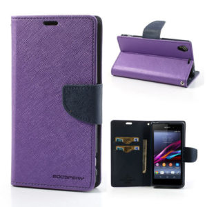 Sony Xperia Z1 Violetti Fancy Lompakko Suojakotelo