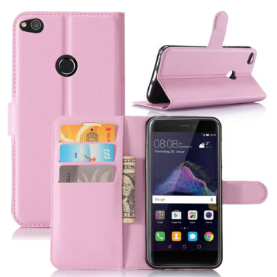 Huawei Honor 8 Lite Suojakotelo Lompakko Vaaleanpunainen