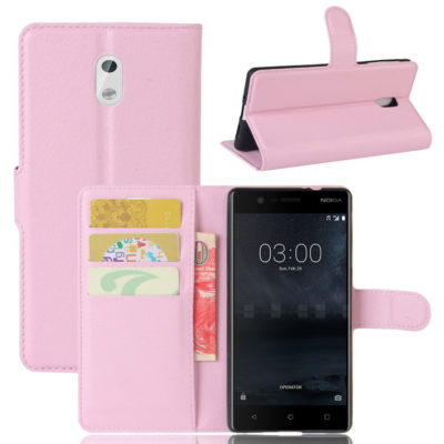 Nokia 3 Lompakkokotelo Suoja Vaaleanpunainen