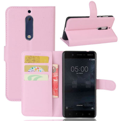 Nokia 5 Suojakotelo Vaaleanpunainen Lompakko