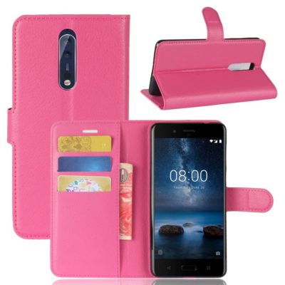 Nokia 8 Lompakkokotelo Pu-Nahka Pinkki