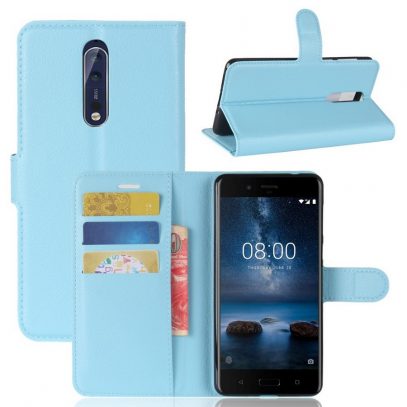 Nokia 8 Lompakkokotelo Pu-Nahka Sininen