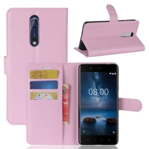 Nokia 8 Lompakkokotelo Pu-Nahka Vaaleanpunainen