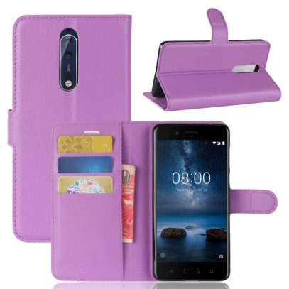 Nokia 8 Lompakkokotelo Pu-Nahka Violetti