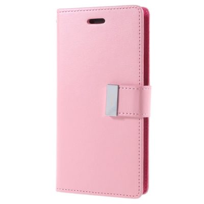 Apple iPhone X / Xs Rich Diary Lompakkokotelo Vaaleanpunainen