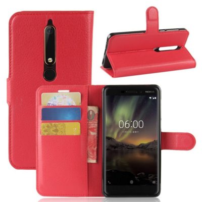 Nokia 6 (2018) Suojakotelo Punainen Lompakko