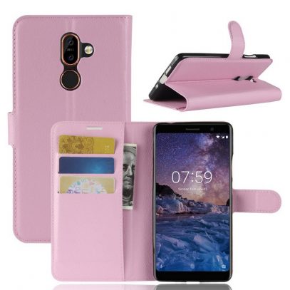 Nokia 7 Plus Suojakotelo PU-Nahka Vaaleanpunainen