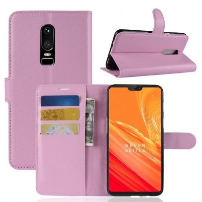 OnePlus 6 Lompakko Suojakotelo Vaaleanpunainen