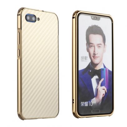 Huawei Honor 10 Bumperkuori Hiilikuitu Kulta