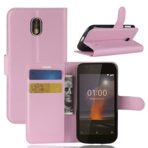 Nokia 1 Suojakotelo Vaaleanpunainen Lompakko
