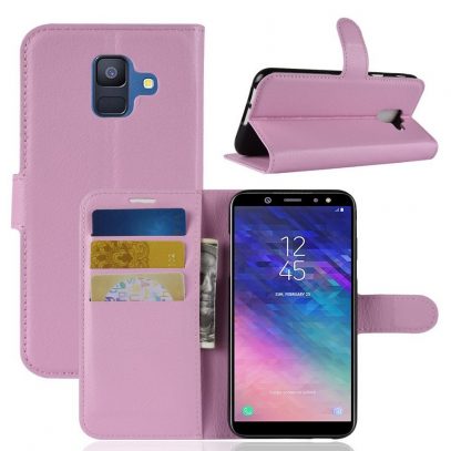 Samsung Galaxy A6 (2018) Kotelo PU-Nahka Vaaleanpunainen