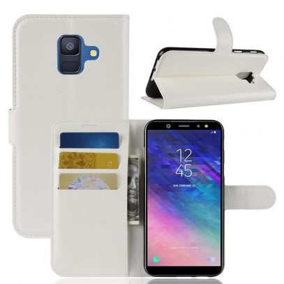 Samsung Galaxy A6 (2018) Kotelo PU-Nahka Valkoinen