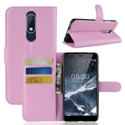Nokia 5.1 (2018) Lompakkokotelo Vaaleanpunainen
