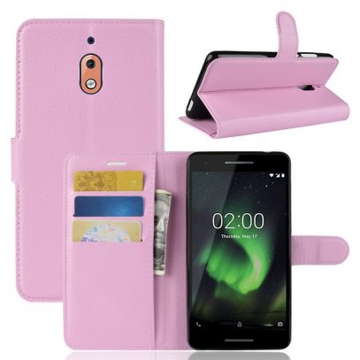 Nokia 2.1 (2018) Suojakotelo Vaaleanpunainen Lompakko