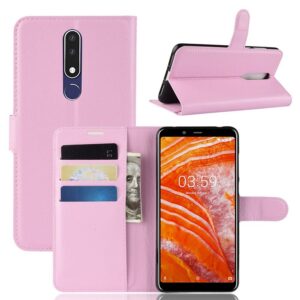 Nokia 3.1 Plus Suojakotelo PU-Nahka Vaaleanpunainen