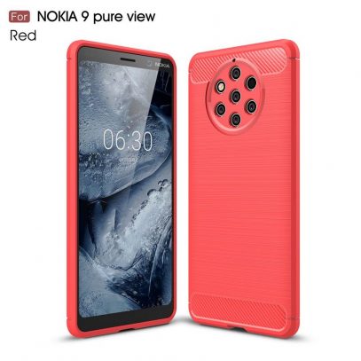 Nokia 9 PureView Suojakuori Hiilikuitu Punainen