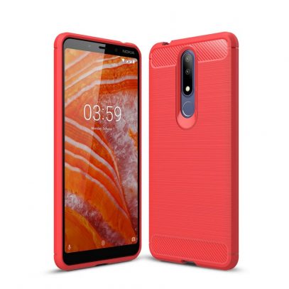 Nokia 3.1 Plus Suojakuori Hiilikuitu Punainen