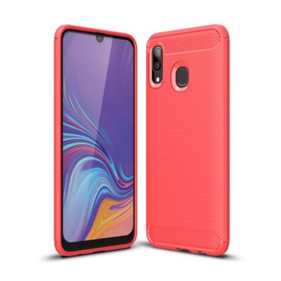 Samsung Galaxy A40 Suojakuori Hiilikuitu Punainen
