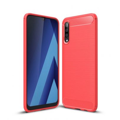 Samsung Galaxy A50 Suojakuori Hiilikuitu Punainen