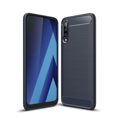 Samsung Galaxy A50 Suojakuori Hiilikuitu Sininen