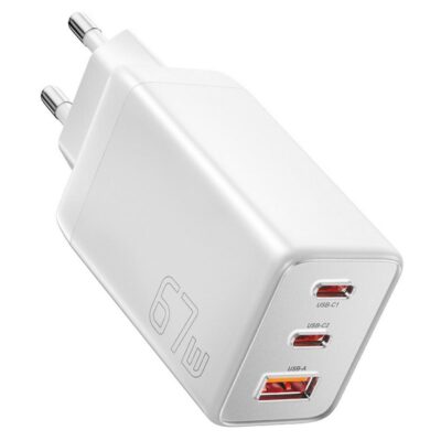 Essager GaN Seinälaturi USB-C + USB-A 67W + 20W