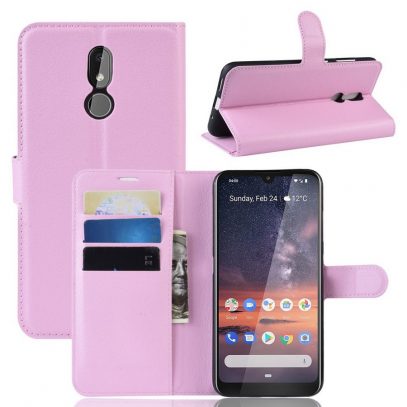 Nokia 3.2 Lompakkokotelo PU-Nahka Vaaleanpunainen