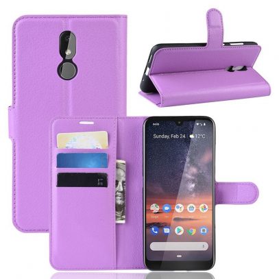 Nokia 3.2 Lompakkokotelo PU-Nahka Violetti