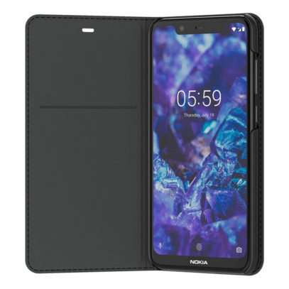 Nokia 5.1 Plus Kotelo Entertainment Flip Cover Musta