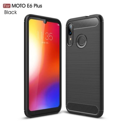 Motorola Moto E6 Plus Suojakuori Hiilikuitu Musta