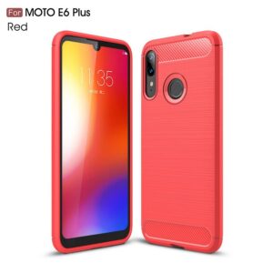 Motorola Moto E6 Plus Suojakuori Hiilikuitu Punainen