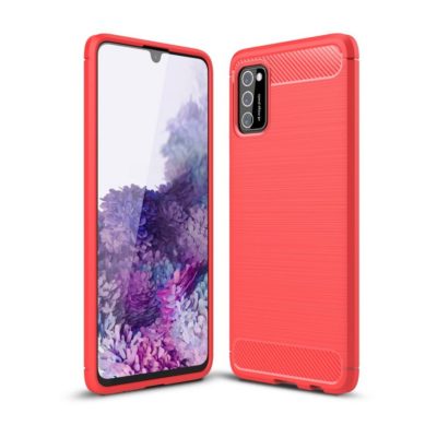 Samsung Galaxy A41 Suojakuori Hiilikuitu Punainen
