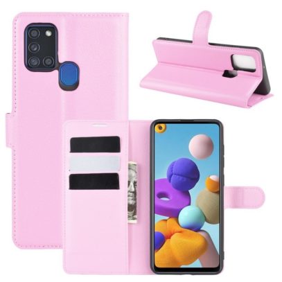 Samsung Galaxy A21s Kotelo PU-Nahka Vaaleanpunainen
