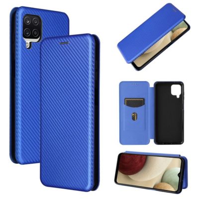 Samsung Galaxy A12 Kotelo Hiilikuitu Sininen