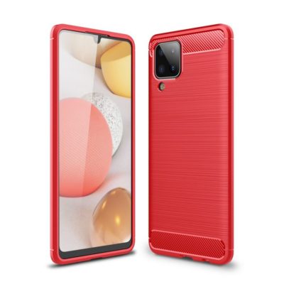 Samsung Galaxy A12 Suojakuori Hiilikuitu Punainen