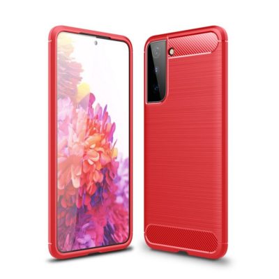 Samsung Galaxy S21 5G Suojakuori Hiilikuitu Punainen