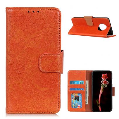 Xiaomi Redmi Note 9T 5G Kotelo Oranssi Nahka
