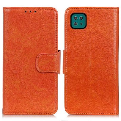Samsung Galaxy A22 5G Kotelo Oranssi Nahka