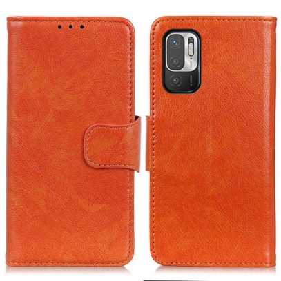 Xiaomi Redmi Note 10 5G Kotelo Oranssi Nahka