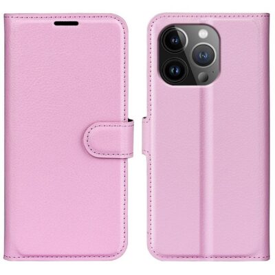 Apple iPhone 15 Pro Kotelo PU-Nahka Vaaleanpunainen