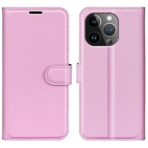 Apple iPhone 15 Pro Max Kotelo PU-Nahka Vaaleanpunainen