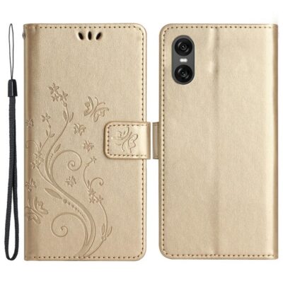 Sony Xperia 10 VI Suojakotelo Kukka Kulta