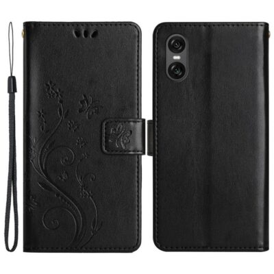 Sony Xperia 10 VI Suojakotelo Kukka Musta