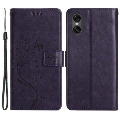 Sony Xperia 10 VI Suojakotelo Kukka Tummanvioletti