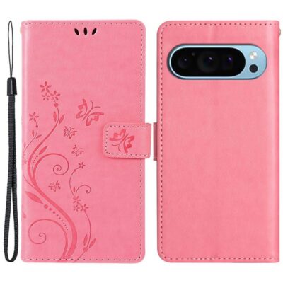 Google Pixel 9 / Pixel 9 Pro Kotelo Kukka Vaaleanpunainen